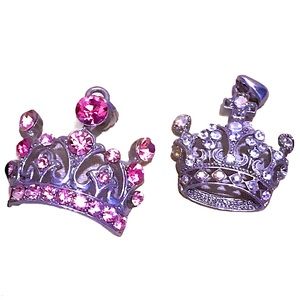 Y2K Hot Topic Rhinestone Princess Queen Crown Necklace Pendants Pink Silver